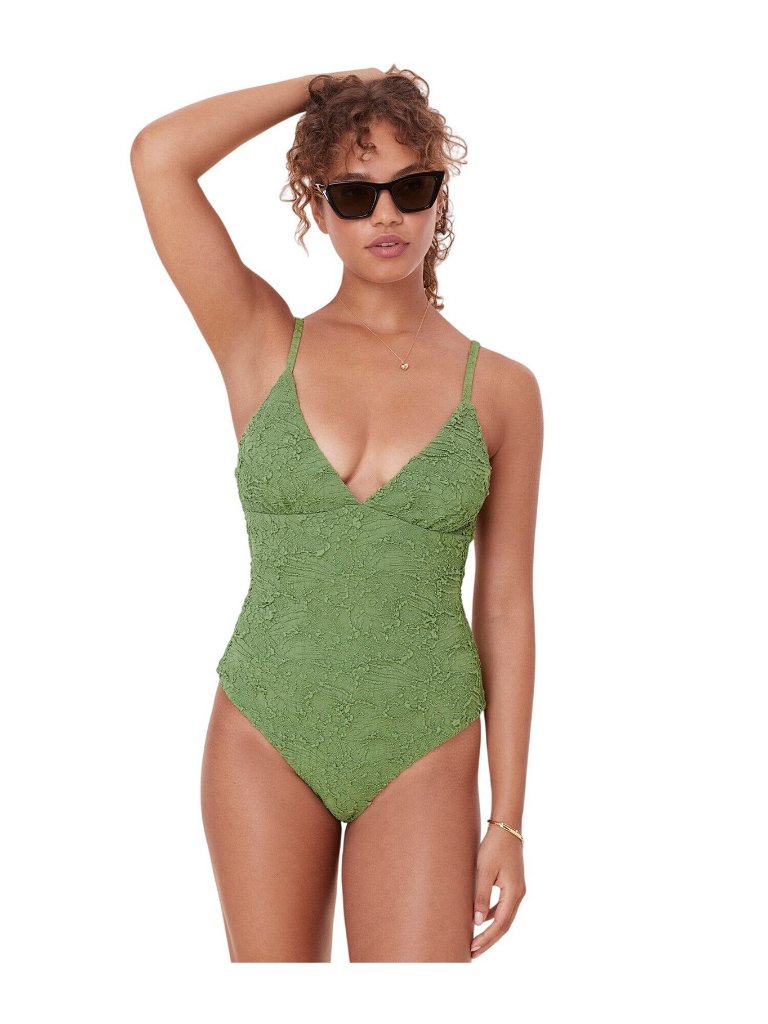 Nwt Andie Womens Textured The Lanikai One Piece Swimsuit Ao574 Gecko Green Xl